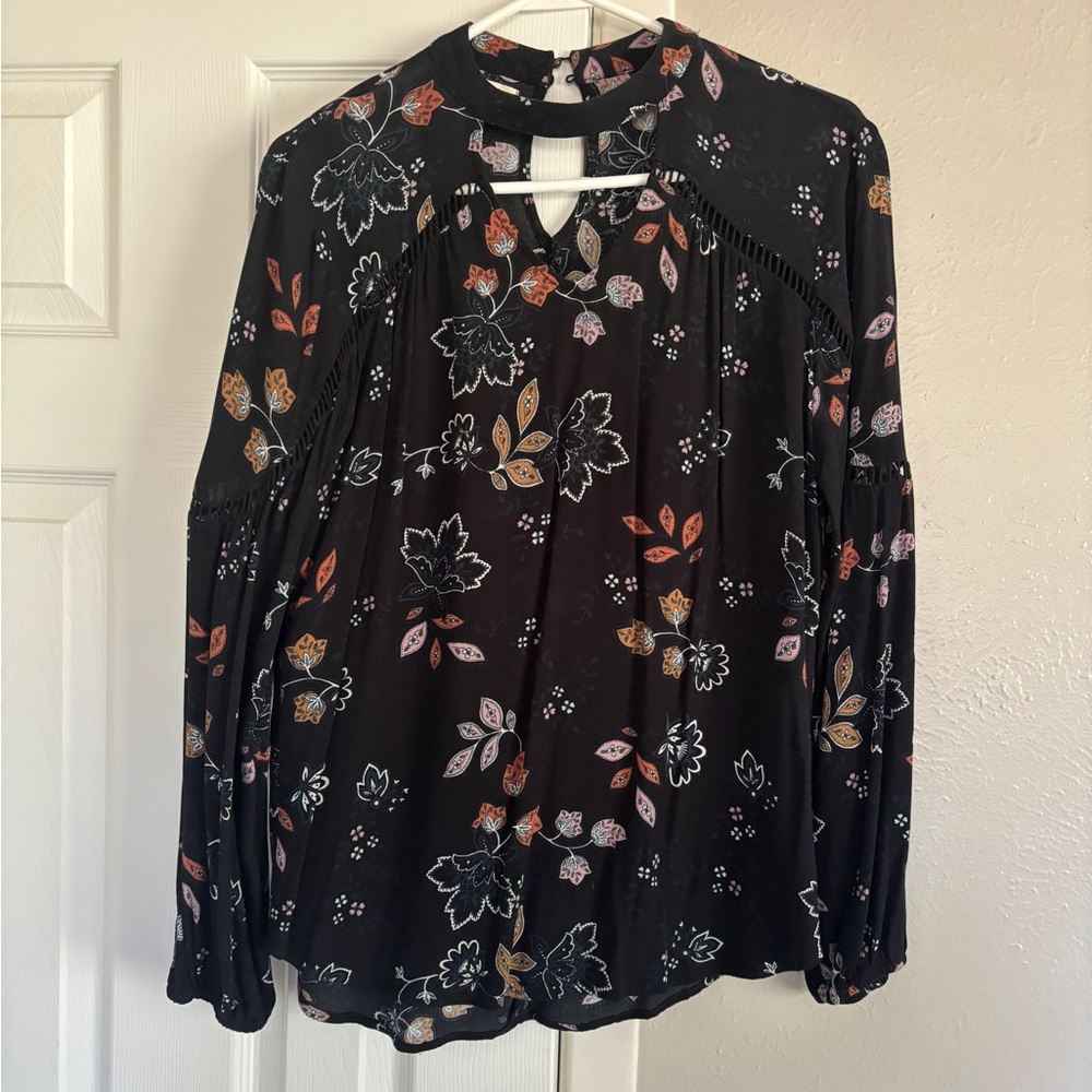 Maurices Black Floral Blouse